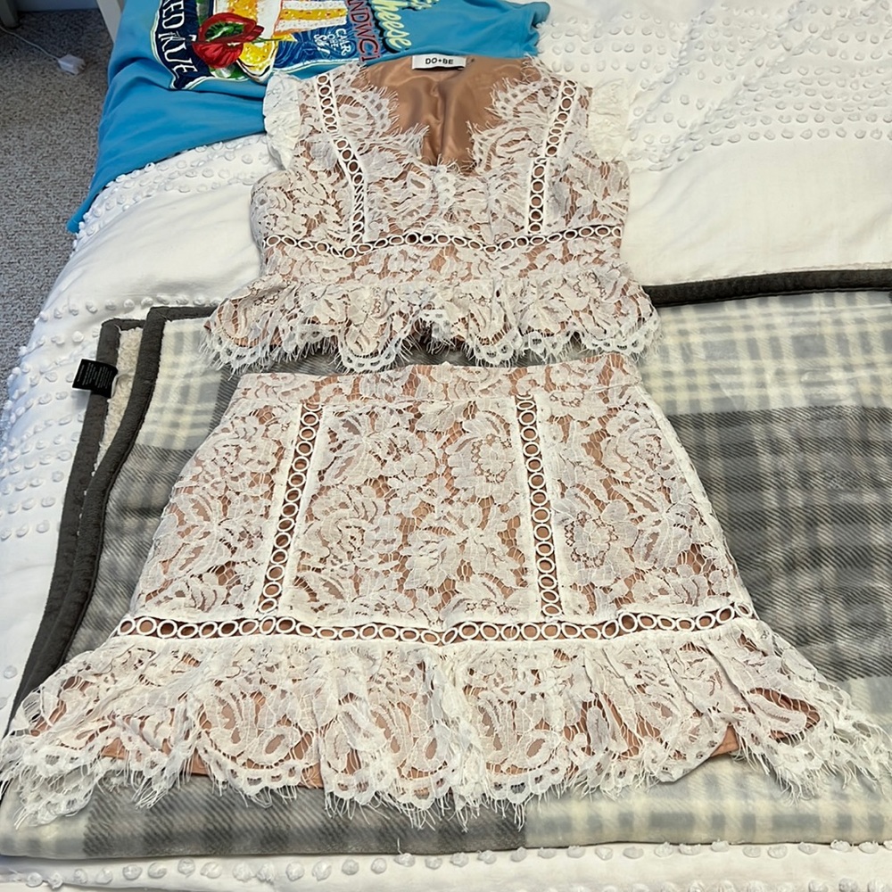 Size large two piece white lace set